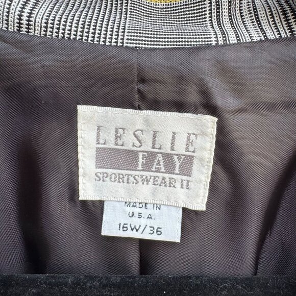Leslie Fay Vintage 80s Womens Two Button Preppy Plaid Oversized Blazer Jacket 16 - Picture 5 of 10